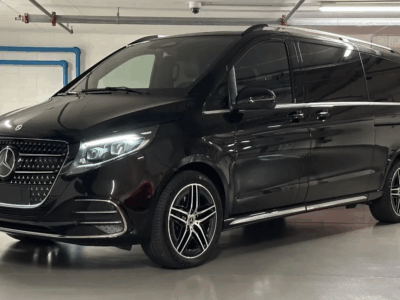 Mercedes V-Class at Mauritius airport for VIP pickup service.