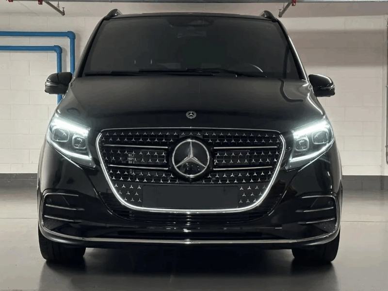 Mercedes V-Class at Mauritius airport for VIP pickup service.