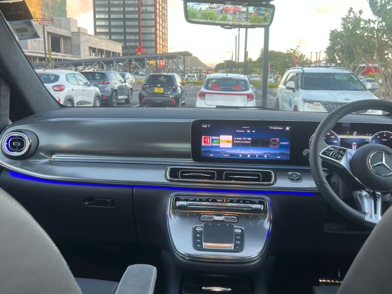 Mercedes V-Class at Mauritius airport for VIP pickup service.